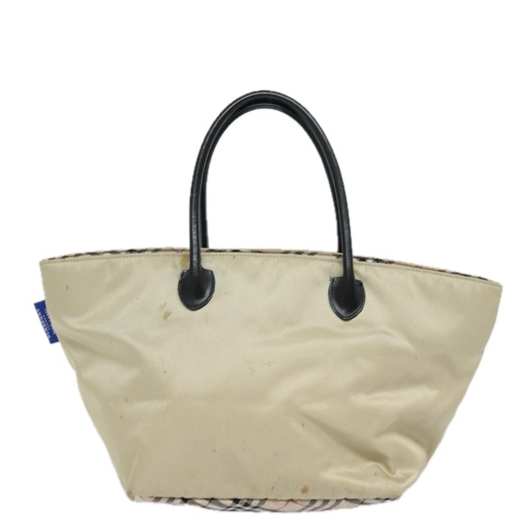 BURBERRY Nova Check Blue Label Hand Bag Nylon Beige Auth 81676 - Picture 13 of 16